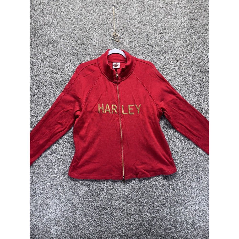 Harley Davidson Sweatshirt Jacket Womens Size‎ Medium Full Zip Long Sleeve Red - Picture 2 of 8
